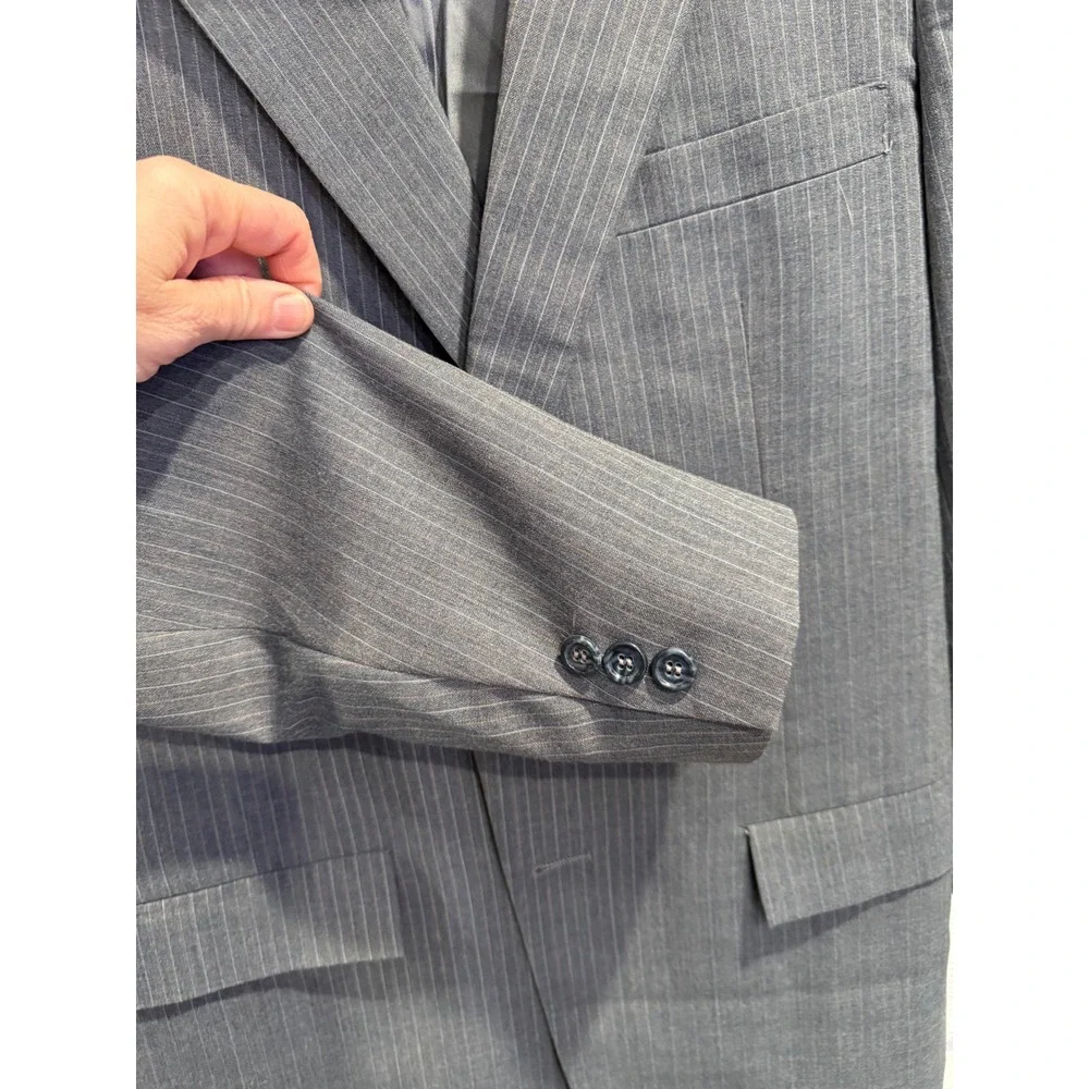 Vintage Richman‎ Brothers Mens Grey Pinstripe Two Button Blazer Suit Jacket 42R